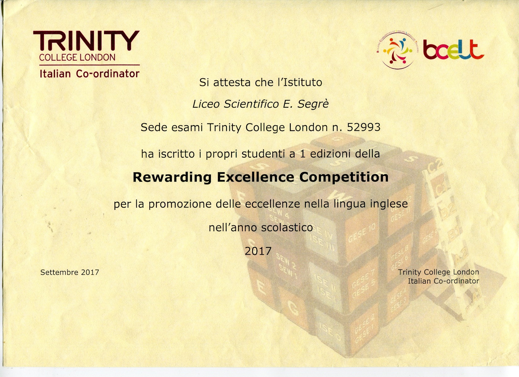Rewarding Excellence Competition Trinity